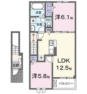 ゾーナ・ヴェルデⅡ番館【2階】の間取り