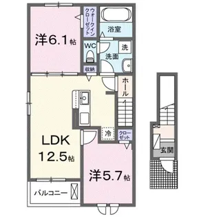 ゾーナ・ヴェルデⅡ番館【2階】の間取り