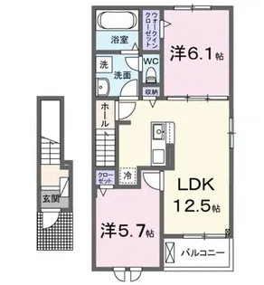 ゾーナ・ヴェルデⅡ番館【2階】の間取り
