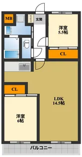 2LDKの間取り画像