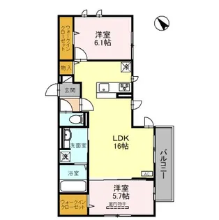 ベァーフルート長曽根【1階】の間取り