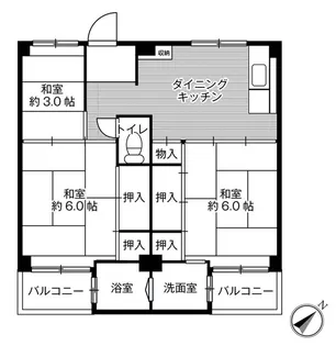 ビレッジハウス葛ノ葉【4階】の間取り