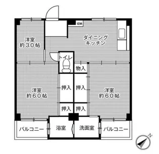 ビレッジハウス葛ノ葉【3階】の間取り