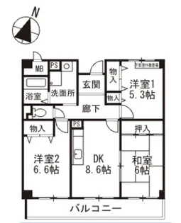 コージーオオトリ【3階】の間取り