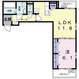 1LDKの間取り画像