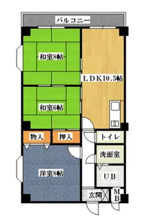 グランデージ上野芝【3階】の間取り