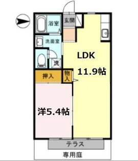 ハイツ花のこみちA棟【1階】の間取り