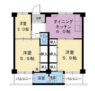 ビレッジハウス葛ノ葉3号棟【4階】の間取り