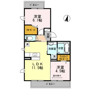 ガトーナふくだⅡ【2階】の間取り