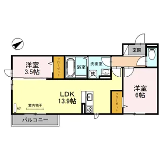 マイネハイム上野芝【2階】の間取り