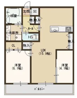 ムーランアヴァンE棟【1階】の間取り