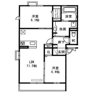 エヴァンタイユ羽衣A棟【2階】の間取り