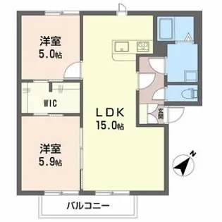 メゾンモンハイム東【1階】の間取り