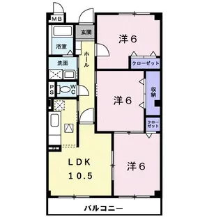 アンソレイエ・ユニティ【3階】の間取り