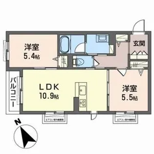 シャーメゾンセレーノB【3階】の間取り