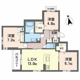 シャーメゾン 伽羅橋【2階】の間取り