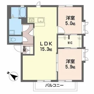 メゾンモンハイム東【1階】の間取り