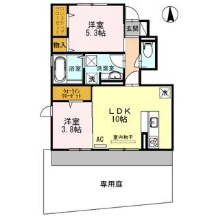 ウィット八平A棟【1階】の間取り
