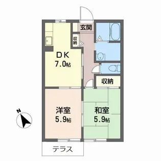ファミーユ羽衣【1階】の間取り