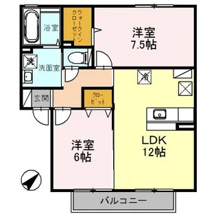 ヴィラジェルセートB棟【2階】の間取り