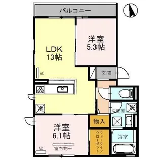 モンレーヴはくよう【1階】の間取り