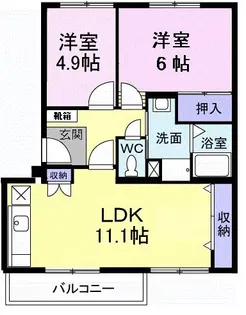 グランクオーレⅡ番館【1階】の間取り