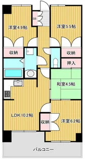 朝日プラザサザンパークB棟【3階】の間取り