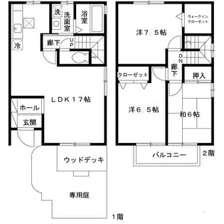 兵庫県神戸市北区谷上南町【テラスハウス】の間取り