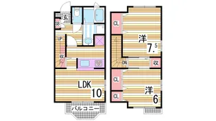 兵庫県神戸市垂水区南多聞台3丁目【テラスハウス】の間取り