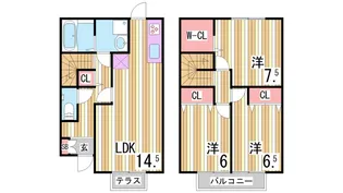 兵庫県神戸市垂水区名谷町字前田【テラスハウス】の間取り