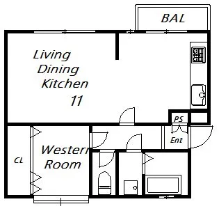 西舞マンション【2階】の間取り