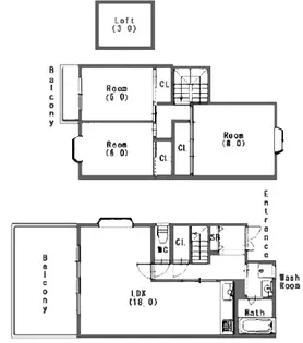 御影山手タウンハウス【1階】の間取り