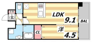 1LDKの間取り画像