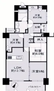 パームスクェアジェームス山【8階】の間取り