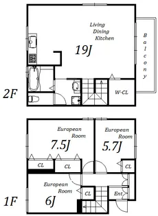 兵庫県神戸市北区谷上南町【テラスハウス】の間取り