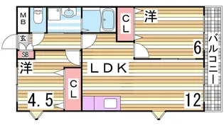 HiLLSすずらん【2階】の間取り