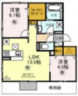 ラ・ヴェール鈴蘭【1階】の間取り