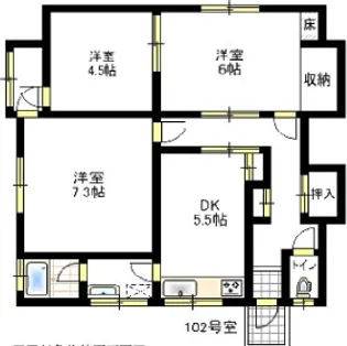 メゾン西山町【102号室】の間取り