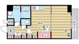 エステムプラザ神戸水木通グランクロス【12階】の間取り
