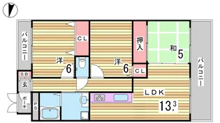 エスリード三宮フラワーロード【7階】の間取り