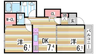 レジデンス藤原台【1階】の間取り