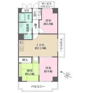 ベルダ鈴蘭台【2階】の間取り
