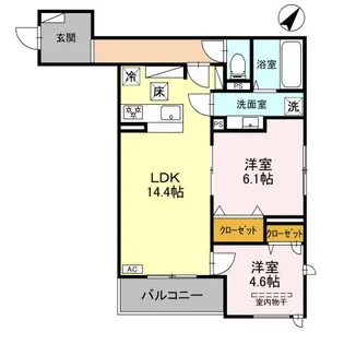 グランマーリエ松野通【1階】の間取り