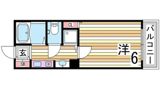 プレサンス神戸裁判所前【5階】の間取り