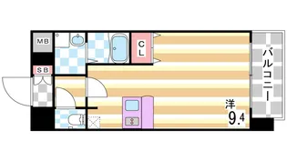 プレミアムコート神戸三宮【9階】の間取り