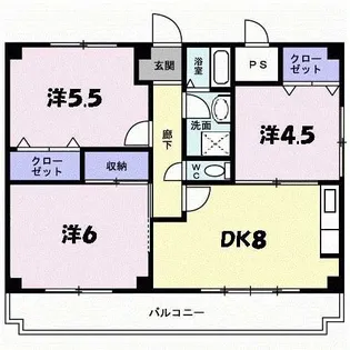 サンスコーレ壱番館【3階】の間取り