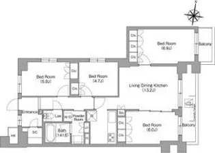 ミレーネ神戸住吉本町【3階】の間取り