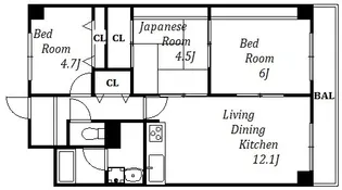 ベガ中上【4階】の間取り