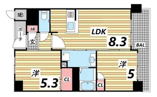 エステムプラザ神戸西IVインフィニティ【6階】の間取り