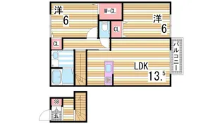 フレッツァ神戸山田B棟【2階】の間取り